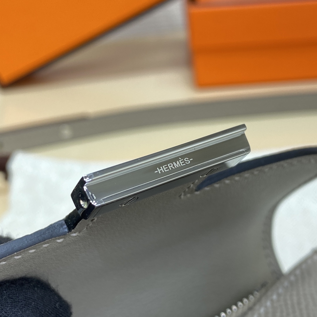 Hermes Constance Slim Wallet Belt Bag In Gris Asphalte Epsom Leather